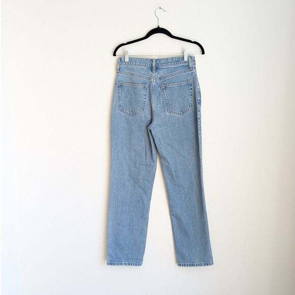 Oak + Fort Blue Denim High-rise Straight Leg Jeans, size 27 - Picture 2 of 8